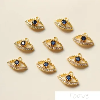 

Turkish Eye Pendant DIY Earrings Ear Stud Necklace Bracelet Pendant Parts Color Protection 18K Copper Plated Real Gold