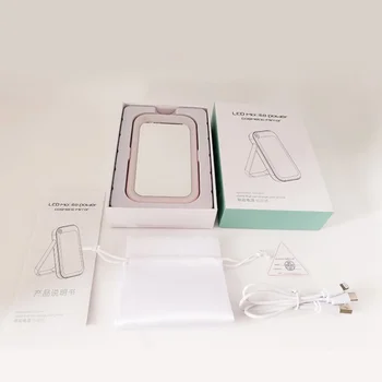 

1Pc Portable LED Makeup Mirror with Foldable Holder Angle Adjustable Vanity Mirror for Bathroom Bedroom Office (White)