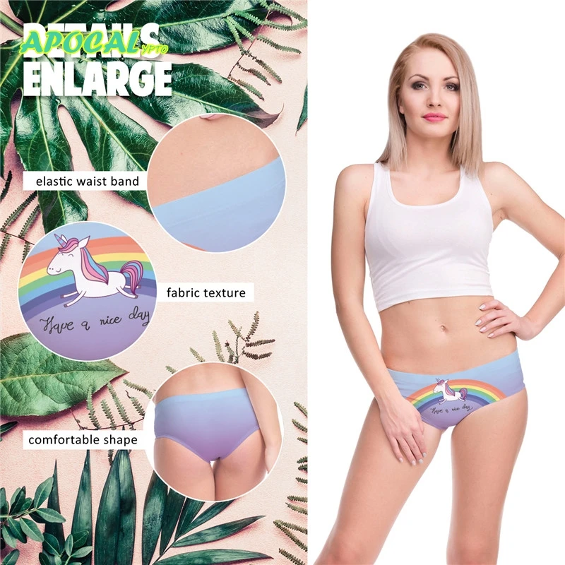 APOCAL Sexy Funny Panties 3d Print Unicorn Letter Female Underwear Women's panties Seamless Briefs ropa interior mujer lingerie