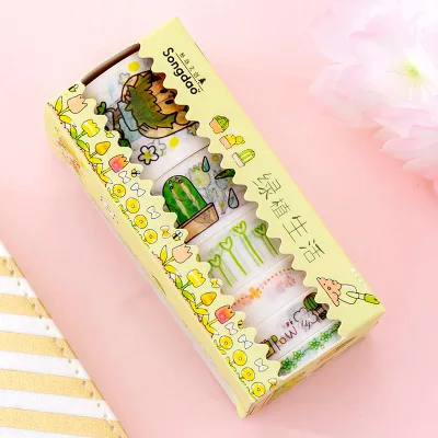Washi Tape 6 шт./компл. лента для мамы и девочки Новинка канцелярская васи клейкая лента каваи декоративная наклейка для студента милый чехол в виде кассеты школьные принадлежности - Цвет: Washi Tape
