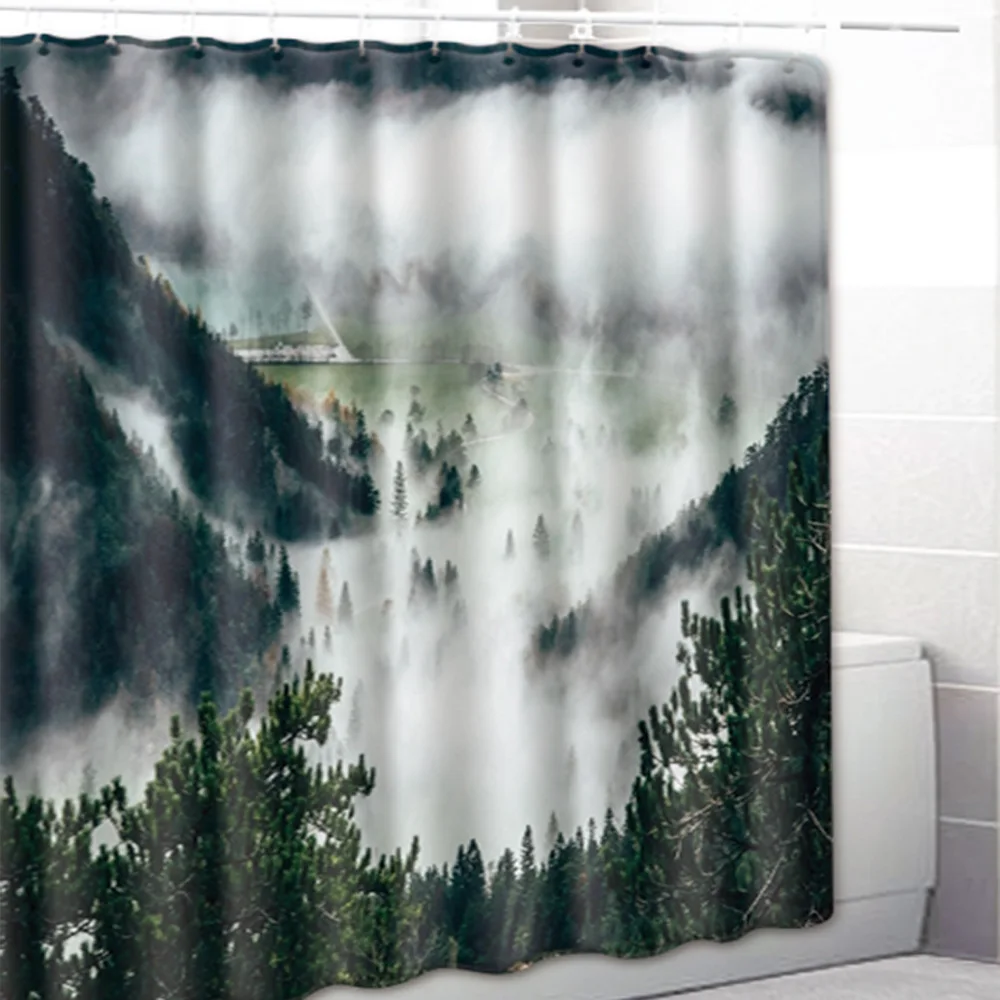 Home Decorative Shower Curtain 3D Waterfall Pattern Bathroom Decor Curtains Cartoon Shower curtains With Hooks Bathroom Curtain