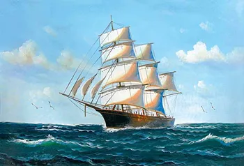 

Handmade Seascape Oil Painting Sea Sailing Boat Canvas Wall Art for Living room Bedroom Home décor