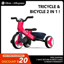 Qtus – vélo d'équilibre 4 en 1 QR3, Tricycle transformable, roues EVA Premium, cadre en alliage HEPE/PP/Aluminium, de 2 à 5 ans, rouge bleu