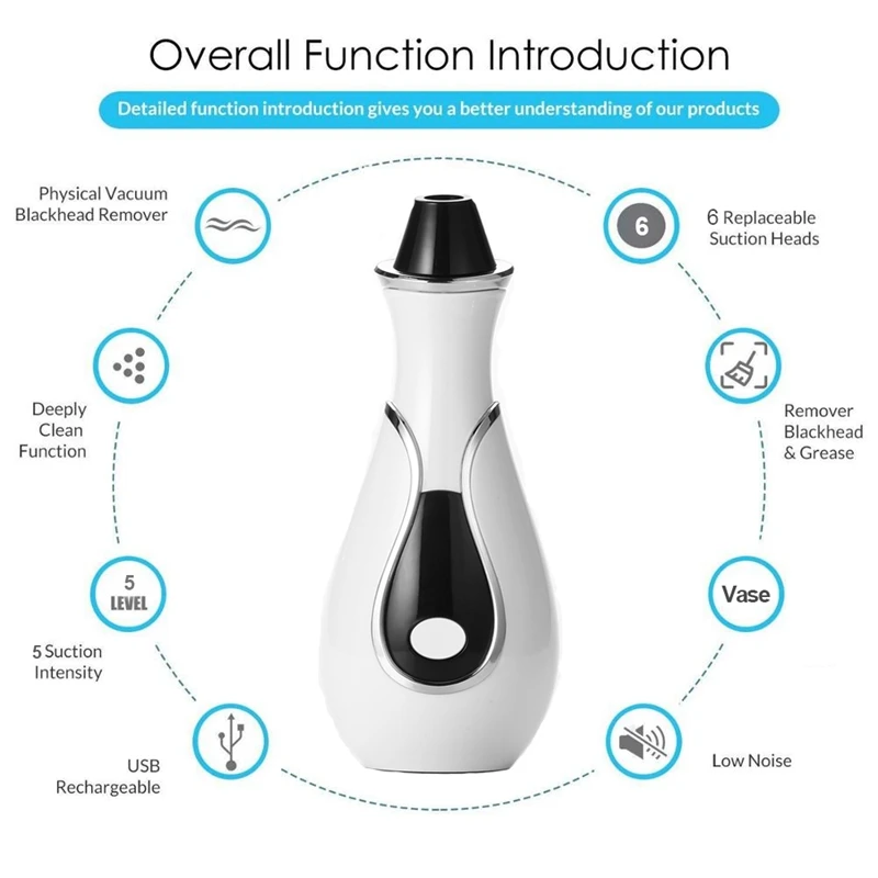 hot sale Blackhead Vacuum Suction Noily Vase Shape Pore Vacuum Cleaner Facial Blackhead Acne Removal Tools Photon Rejuvenation S