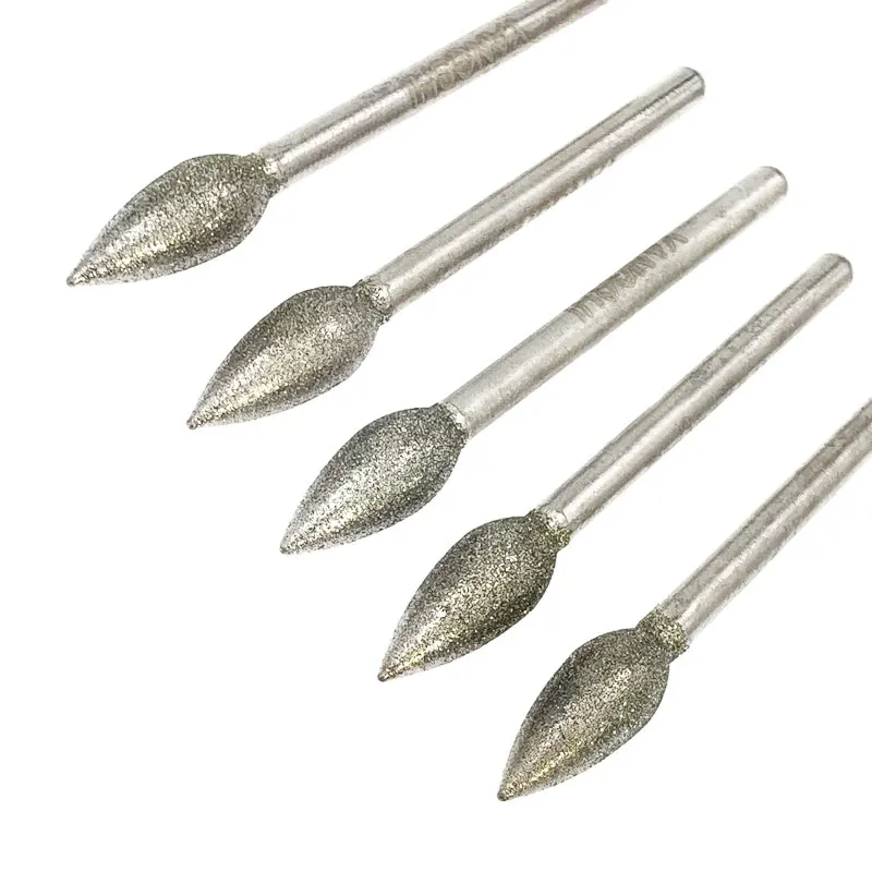 

18pcs/lot 3x6mm Peach Shape Emery Grinding Head Diamond Grinding Needle CBN Router Bit Ceramic Glass Stone Jade Process DIY Tool