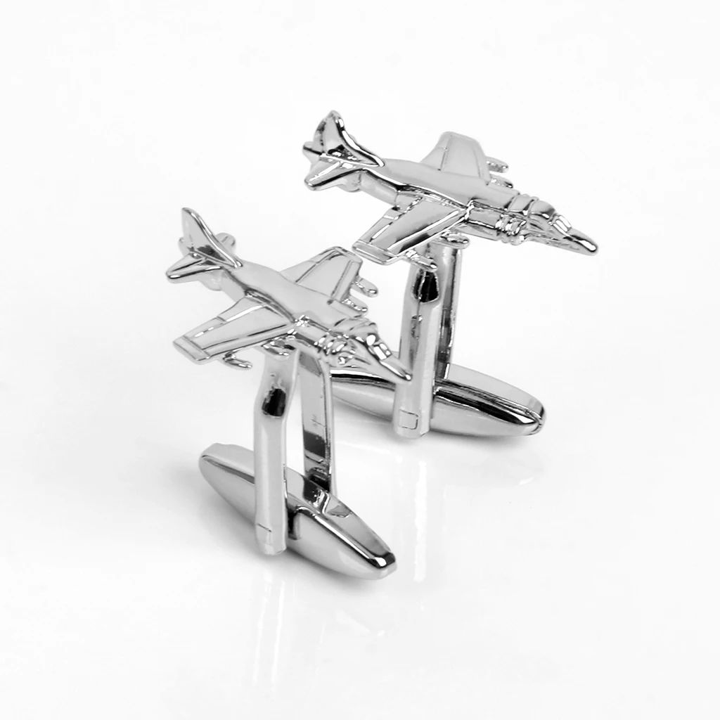  Pack of 2 PCS Mens Shirt Suit Decor Accessories Marines Plane Design Cuff Link Cufflinks silver color