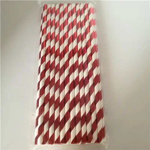 bronzing red white 25 шт., бумажные соломинки в красную полоску, в виде звездочек, в горошек, в виде сердца, бронзового цвета для детей, для дня рождения, свадьбы, вечеринок, креативные питьевые соломы с нашивками - Цвет: bronzing red white