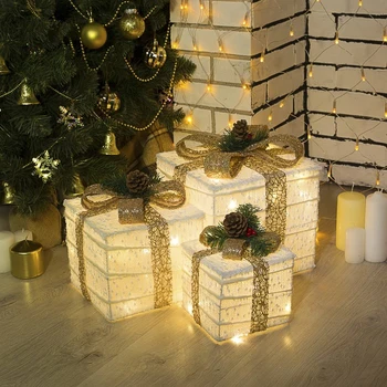 

The figure of the fabrics. "Gifts white with a beige ribbon" 15x20x25 cm, 60 LED, 220 V, T / WHITE 4357001