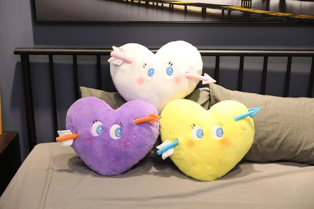 Милая Стрела Купидона Сердце Форма плюшевая подушка Kawaii подушка с выражением лица забавная мягкая игрушка Дети девочка подарки