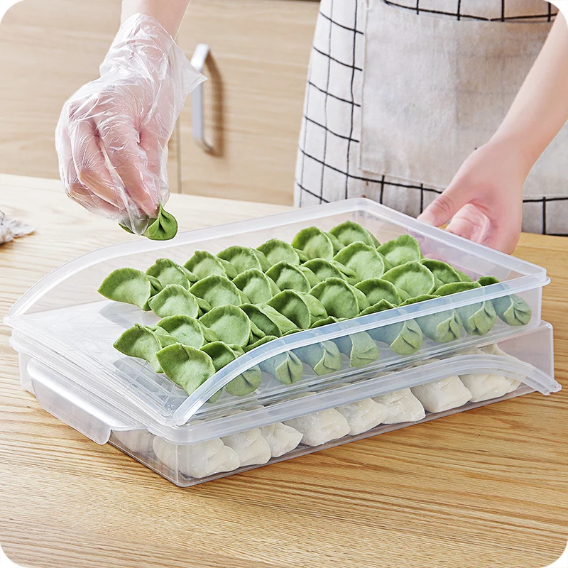 Однослойный бытовой кухонный ящик для хранения замороженных пельменей с крышкой пластиковые контейнеры для еды органайзер для холодильника Чехол держатель