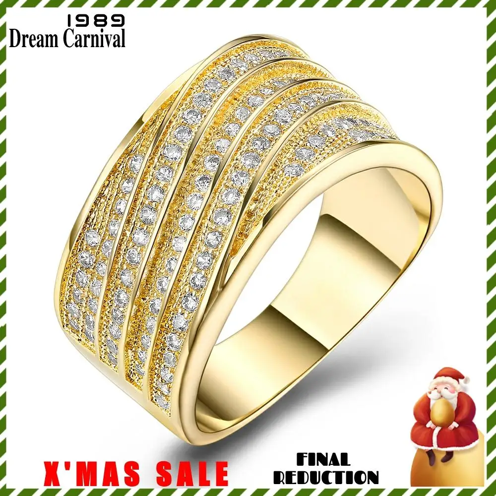 Dreamcarnival 1989 кольцо обручальное кольцо для Для женщин Classic Gold Цвет 5rolls циркония Юбилей Любители ювелирных изделий anillos