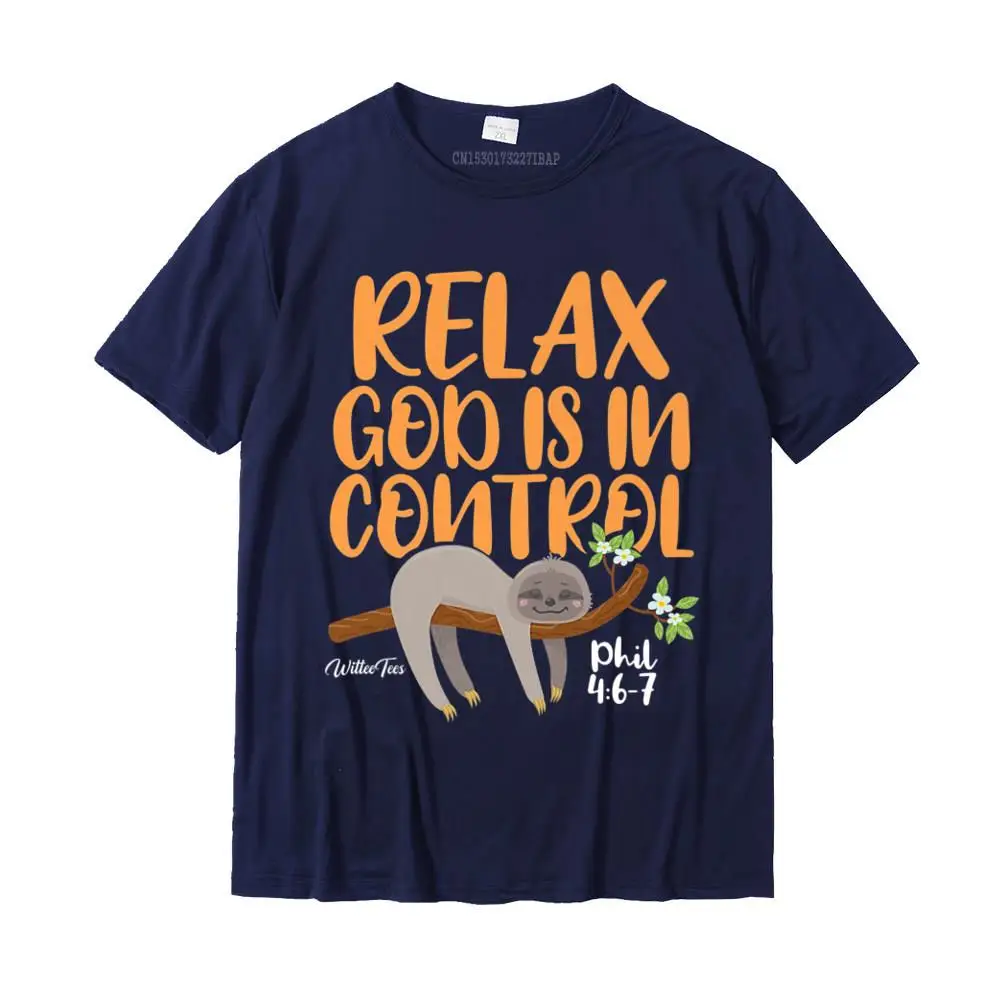 Tops Shirts Europe April FOOL DAY Prevalent Normal Short Sleeve 100% Cotton Fabric Round Neck Men T Shirt Normal Tee Shirts Relax God is in Control Phil 4 Christian Jesus Bible Tshirt__MZ23964 navy