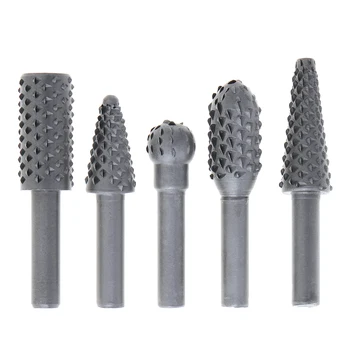 

5pcs Electric Tungsten Carbide Rotary File Woodworking Rotating Rasp Elliptical cone grinding head for Polished Chamfered Reamin