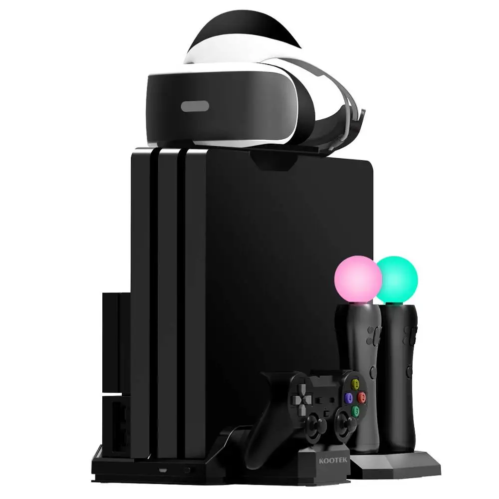 Зарядная подставка с охлаждающим вентилятором для контроллеров Playstation VR Move, подходит для PS4 Slim/PRO/обычной консоли PS4 DualShock