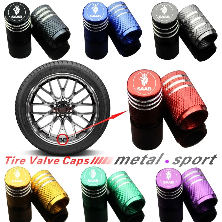 

4Piece/set Sport Styling cars. Accessories Car Wheel Tire Valve Caps Case for SAAB