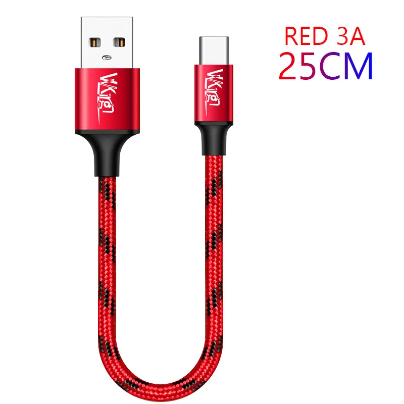 VVKing USB быстрая зарядка type C кабель QC3.0 3A зарядка 1,5 м 2 м для samsung Xiaomi huawei LG Быстрая зарядка 3,0 телефонный кабель Шнур - Тип штекера: Red-25CM