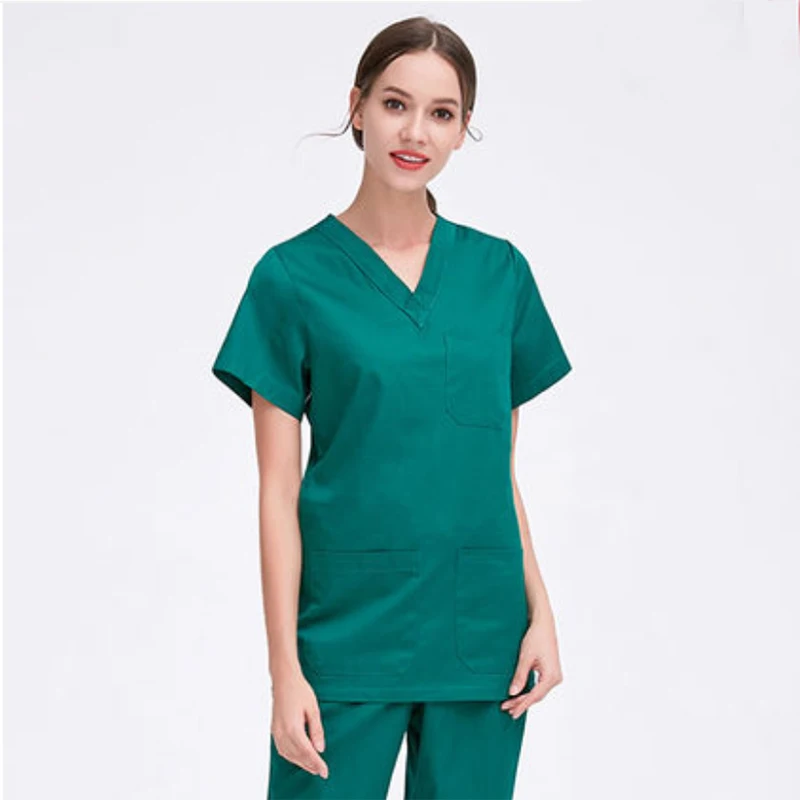 Медицинская Униформа больница для женщин и мужчин, медицинский скраб, верхняя одежда, стоматологический клиникос, салон красоты, медсестры, рабочая одежда, хирургические костюмы - Цвет: Зеленый