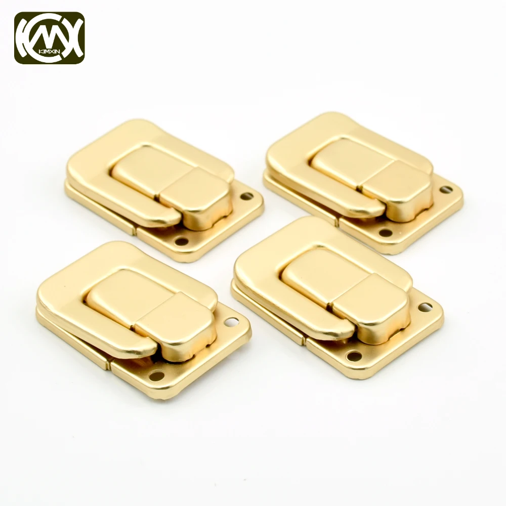 Dumb gold 10 шт. 27*40 мм KIMXIN продажи customs Железный немой золотой чехол с застежкой Collectionbox winecsae 4 блокировка отверстия Деревянный чехол аппаратные средства с винтом - Цвет: Dumb gold