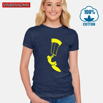 

Cool Girl Kitesurfing Tshirt Kite kiteboard Gift T Shirt Women Vintage Kite Boarding T-shirt Summer Extreme Sports Hipster Shirt
