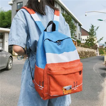 

HOCODO Small Fresh Fashion Backpack Women Canvas Backpack Cartoon Landscape School Bag For Teenage Travel Rucksacks Shoulder Bag