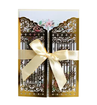 

Happiness Door Shape Invitation Card Hollow Wedding Invitation Cards With Ribbon Birthday Party Wedding Decor Supplies