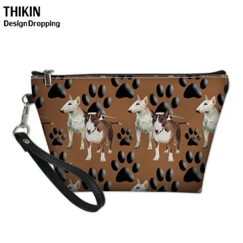 

THIKIN Bull Terrier Dog Women Makeup Vanity Bag Ladies Cosmetic Case Portable Bags for Travel Organizer Toiletry Storage Pouch