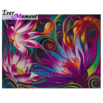 

Ever Moment Handmade Art Painting Abstract Flowers Lotus Mosaic Picture Full Drill 5D DIY Diamond Painting Accessories 5L699