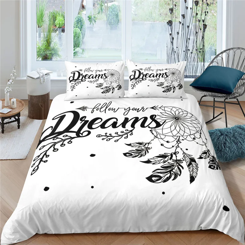 

Luxury 3D Dreamcatcher/Feather Printed 2/3Pcs Bedding Set Bohemian Duvet Cover Pillowcase Home Textile Queen and King Size
