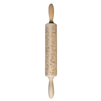 

Sculpture Musical Note Manual Rolling Pin Dough Embossing Non Stick Wooden Cookies Flour Engraved DIY Cake Kitchen Baking Tool