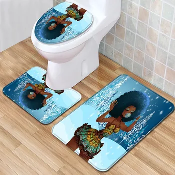 

African Women's Bathroom Mat Three-Piece Bathroom Carpet Toilet Mat Set Door Mat Bathroom Non-Slip Mat Spot