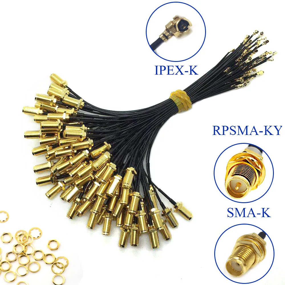 5pcs SMA Connector Cable Female to uFL/u.FL/IPX/IPEX UFL to SMA Female RG1.13 Antenna RF Cable Assembly RP-SMA-K afbeelding