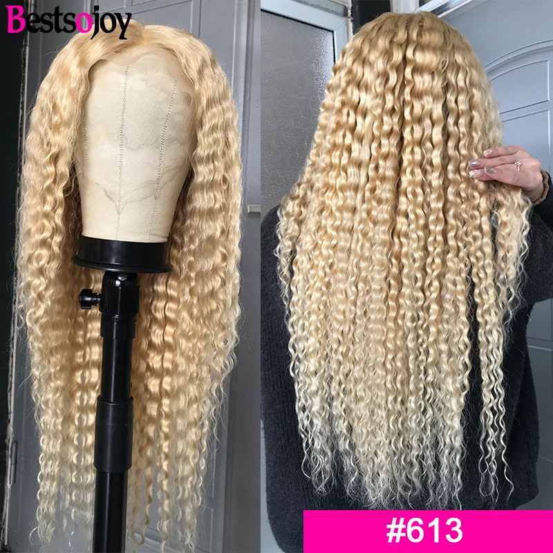 Bestsojoy кудрявые человеческие волосы 360 кружевные передние парики для женщин 613