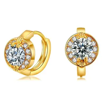 

MxGxFam Fashion 24 k Yellow Gold color Hoop Earrings For Women Round AAA+ Cubic Zircon for Factory Good Quality