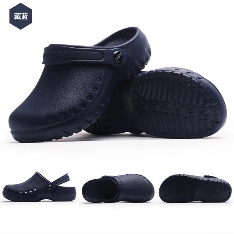 

New Men's Chef Kitchen Working Slippers Garden Shoes Summer Breathable Beach Flat With Shoes Mules Clogs Men EVA 2019
