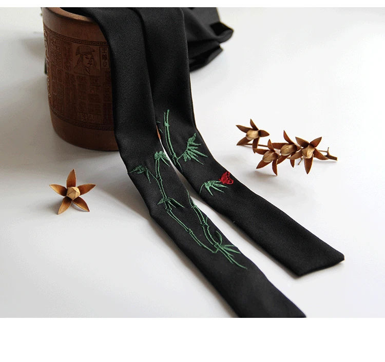 VINTAGE Headband Ancient Chinese hair accessories Double-sided embroidery bamboo hanfu kimono ribbon for COSPLAY SIZE:3.5*148CM