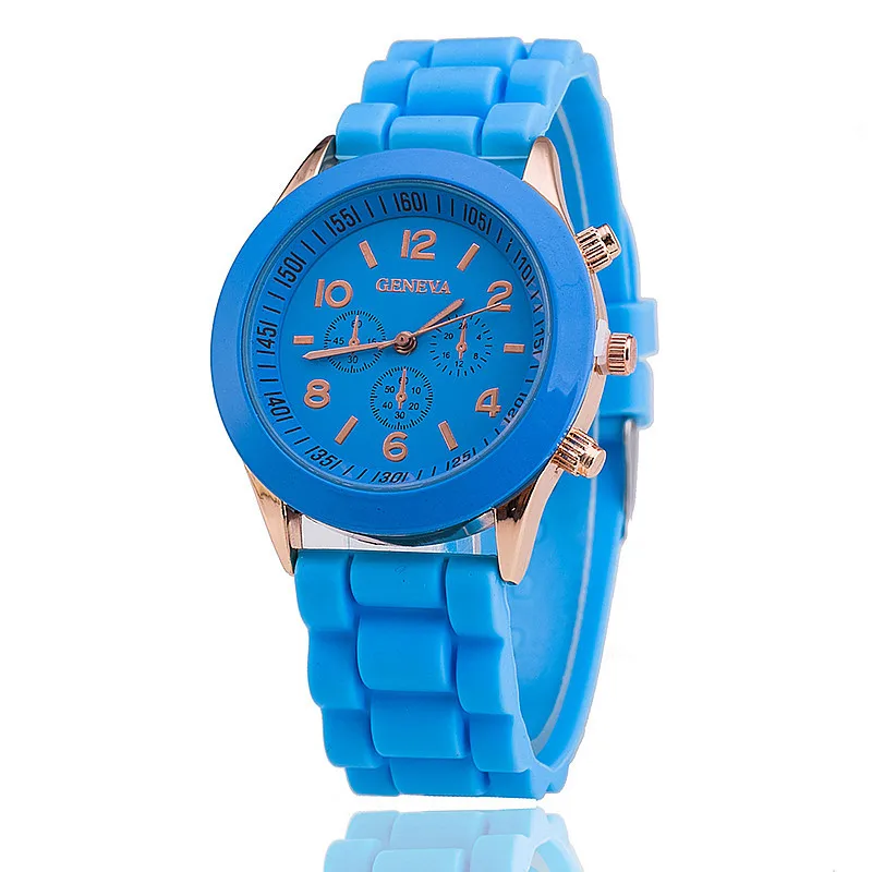 Горячая Распродажа Geneva Брендовые женские силиконовые часы Дамская мода платье кварцевые наручные часы женские часы montre relogio feminino - Цвет: light blue