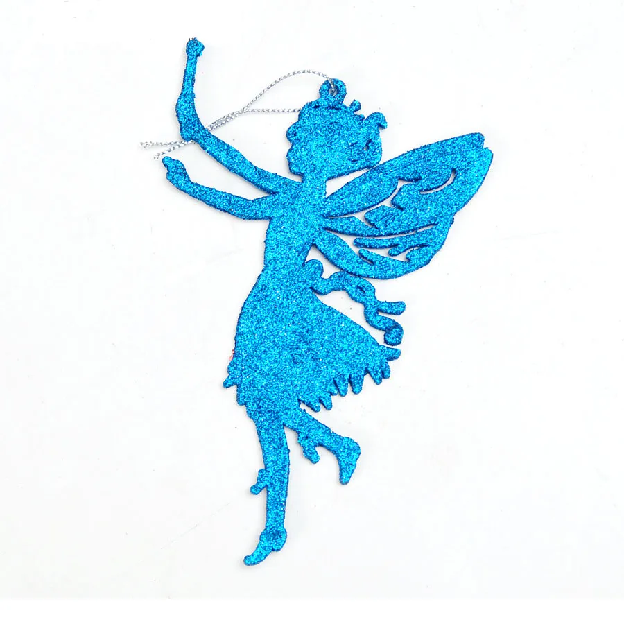 Christmas Tree Decorations Supplies, Angel Shape, Xmas Ornament, Glitter Powder, Holidays Pendant, Size 14x9cm, 10g