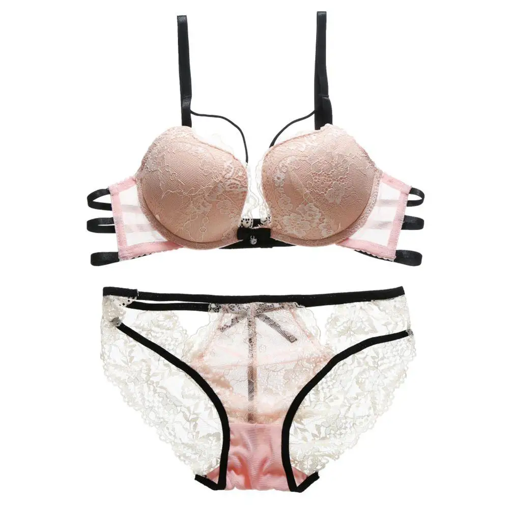 pink Модный сексуальный кружевной комплект с бюстгальтером для женщин, регулируемое нижнее белье на косточках, женское нижнее белье с тонкой чашкой, комплект с бюстгальтером и трусиками для женщин - Цвет: pink
