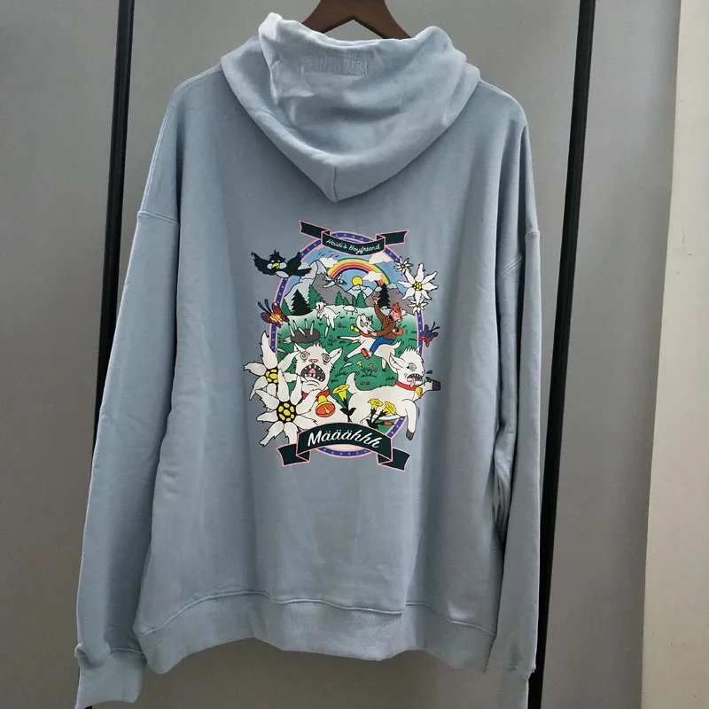 Толстовка с вышивкой для мужчин и женщин Свитшот розового голубого цвета