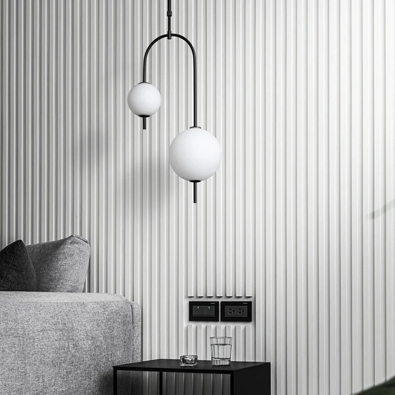 Nordic LED Glass Ball Chandelier Lighting Dining Room Creative Suspension Luminaire Kitchen Hanging Lamps Living Room Home Decor
