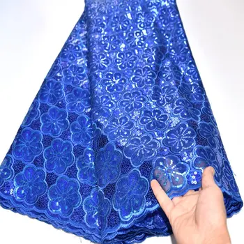

Luxury Royal Blue African Lace Fabric High Quality French Net Lace Fabric 2020 New Arrival Sequins Lace Fabric mv214