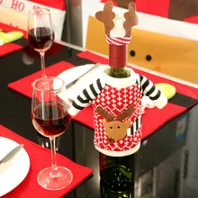 Рождественские аксессуары набор крышка бутылки вина кукла Санта семейный ужин декор крышка бутылки вина украшения стола для домашнего ужина Вечерние