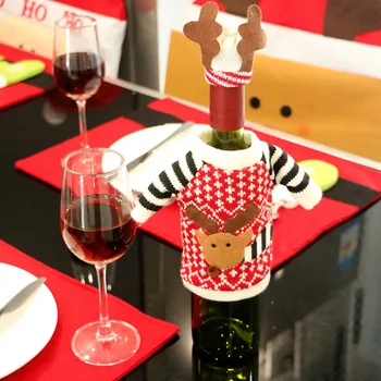 

Christmas Accessories Set Wine Bottle Cover Santa Doll Family Dinner Decor Wine Bottle Cover Table Decorations Home Dinner Party