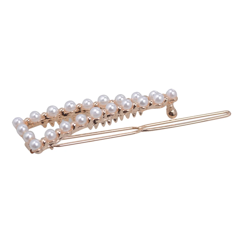 Bridal Wedding White Faux Pearl Hairpin Pins Triangle Clips Grips Barrette for Weddings Parties Photography Prop