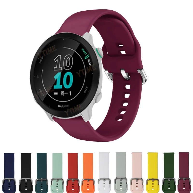 20mm Silicone Watch Strap For Garmin Forerunner 245 645 158 55 Sports Bracelet Wrist Band Loop