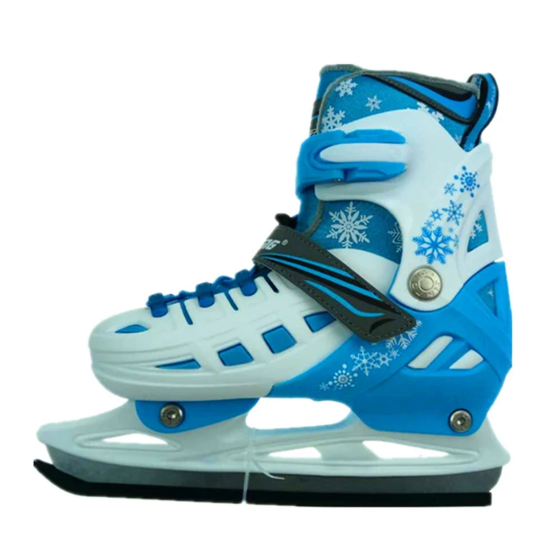 hockey blue S 30-33 1 пара, зимние, для взрослых, детей, гоночные, скоростные, для катания на коньках, с лезвием, обувь, регулируемая, термальная, регулируемая, для катания на коньках, патины, 2 цвета - Цвет: hockey blue S 30-33