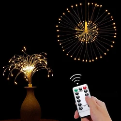 Suchme 120 LED Firework Light Sky Star Lantern String Warm Interior Decorate Outdoor Copper Wire Scene Arrangement Holiday Party
