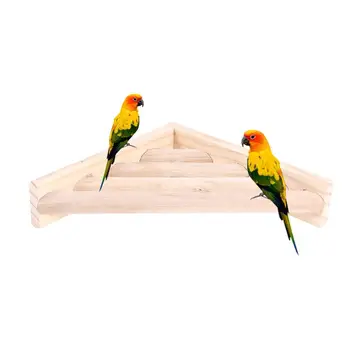 

Nuatural Wooden Parrot Toy Square Platform Edge Guarded Round Stick Springboard For Pet Bird Squirrel Parrot Playing Board
