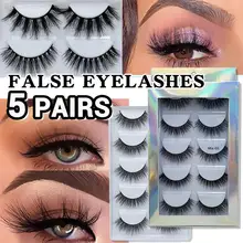 SEXYSHEEP, 5 пар, 3D Мягкие норковые накладные ресницы, ручная работа, пушистые длинные ресницы, натуральные инструменты для макияжа глаз, искусственные ресницы