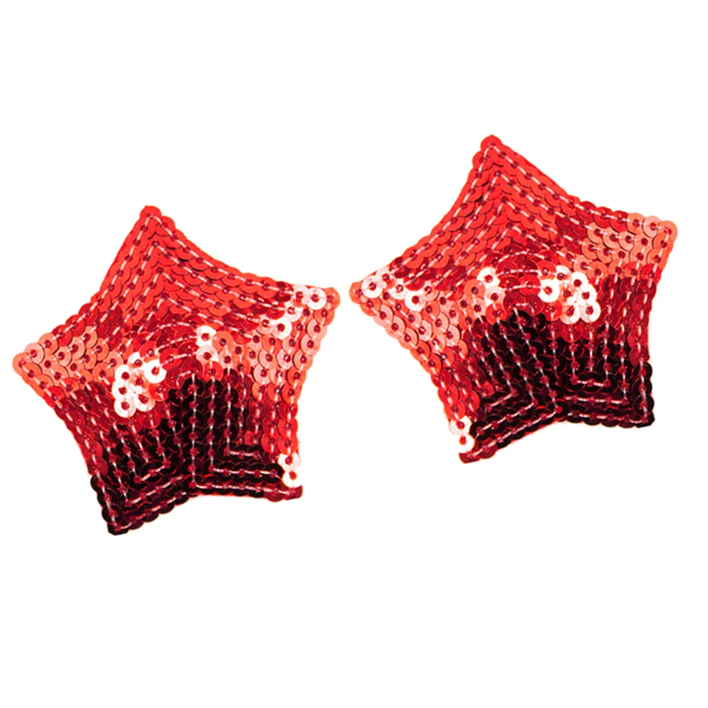 1 Pair Women Star Shaped Sparkling Sequins Nipple Covers/Breast Petal Pasties Adhesive and Reusable Stickers Bra Pad Patch